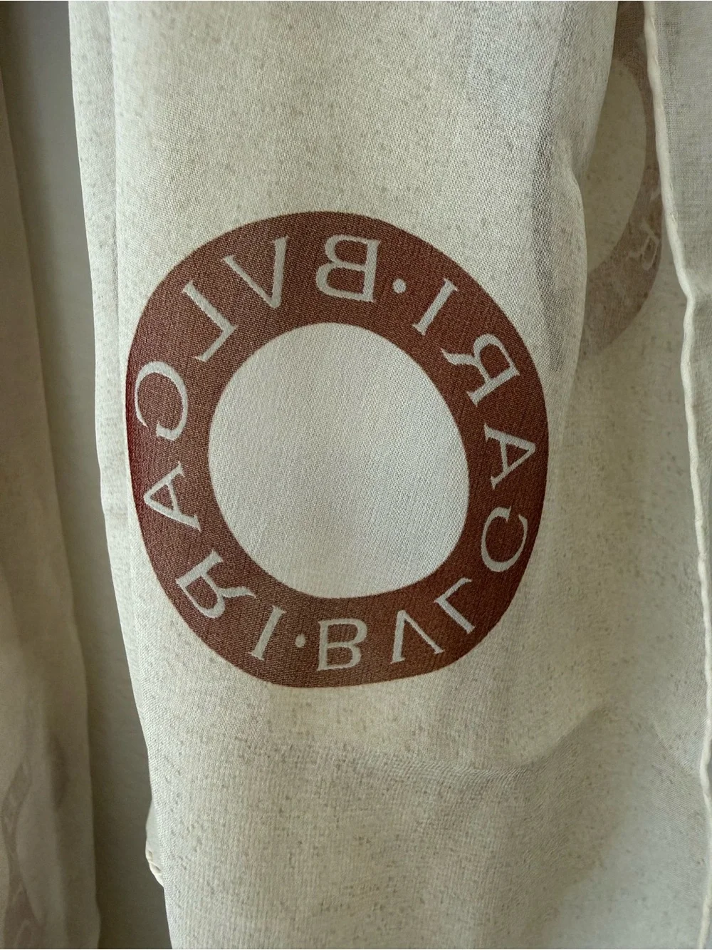 Bvlgari Beige Lightweight Circle Logo Print Scarf